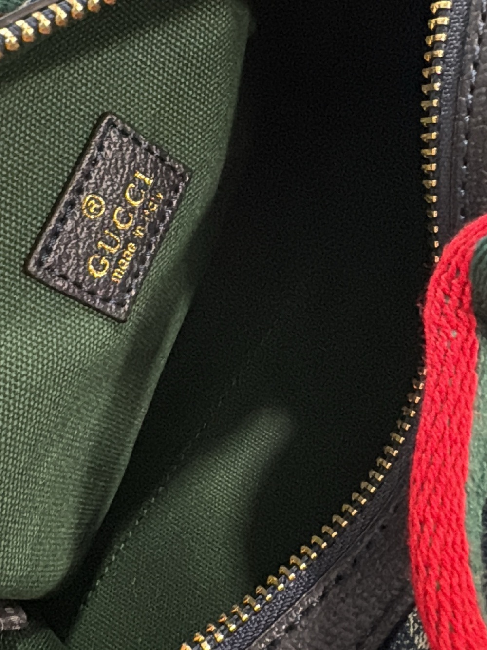 Navy GG Denim Mini Boston with Red and Green Webbing - Picture 3 of 5